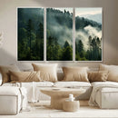 Misty Forest Wall Art Premium Canvas Print a Foggy and