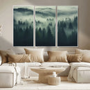 Misty Forest Wall Art Premium Canvas Print a Foggy and
