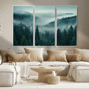 Captivating Misty Foggy Forest Wall Art Premium Canvas Print