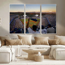 Dodger Stadium Sunset Game Triple Canvas Wall Art - Los