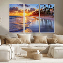 Serene Beach Sunset Wall Art Canvas- Coastal Seascape Print