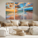 Serene Beach Sunset Wall Art | Coastal Ocean Canvas Print |