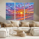 Vibrant Sunset Beach Wall Art - Ocean Sunset Canvas Print |