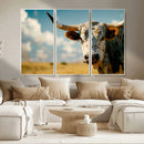 Longhorn in the Prairie - Stunning Ranch-Style Triptych Wall by MyGreatCanvas | Canvas Wall Art Prints | Photo Prints & Wall Decor