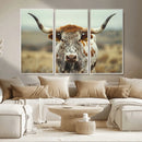 Texas Cow Longhorn Wall Art Canvas Print for Farm House Wall by MyGreatCanvas | Canvas Wall Art Prints | Photo Prints & Wall Decor