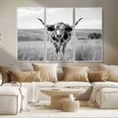 Texas Cow Longhorn Wall Art Canvas Print for Farm House Wall