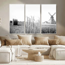 Vintage Farmhouse Black and White Triptych Wall Art – Giclee