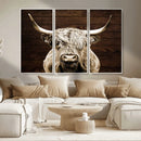 Highland Cow Wall Art Canvas Print, Rustic Farmhouse Decor,