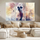 Abstract Watercolor Golf Player Wall Art Canvas Print