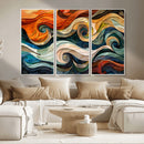 Abstract Wave Wall Art | Ready to Hang Framed Canvas Print |
