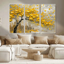 Yellow Blossom Tree Canvas Wall Art - Floral Abstract Modern