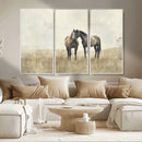 Chines Style Grunge Horses Wall Art Canvas Print