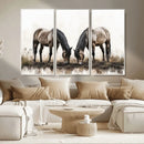 Chines Ink Style Horses Wall Art Canvas Print