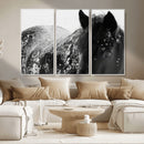 Black Horse in Snow Canvas Print | Winter Horse Wall Art |
