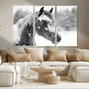 Black Horse Winter Wall Art | Ready to Hang and Framed |