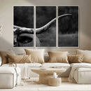 Cow Longhorn Wall Art | Black and White Print | Ready to by MyGreatCanvas | Canvas Wall Art Prints | Photo Prints & Wall Decor