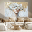 Golden Petal Wall Art - Canvas Print Flower Head Woman