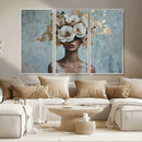 Golden Petal Wall Art - Petal Silhouette Woman Wall Art by MyGreatCanvas | Canvas Wall Art Prints | Photo Prints & Wall Decor