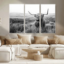 Scottish Highland Cow Wall Art | Black and White Canvas by MyGreatCanvas | Canvas Wall Art Prints | Photo Prints & Wall Decor