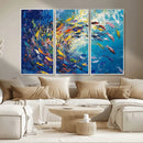 Colorful Swirling Fish School Wall Art Canvas Print |
