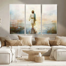 Framed Jesus Walking on Water Wall Art - 3-Panel Christian