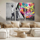 Banksy Print - Street Art Canvas Wall Art - Kids Revealing