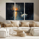 Abstract Swan on Water Wall Art Canvas Print - Elegant
