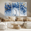 Blue and Gold Abstract Tree Wall Art Canvas Print | Modern