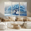 Abstract Blue Tree Art Canvas Print, Majestic Tree Wall Art