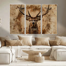 Wood Abstract Deer Wall Art | Rustic Wildlife Canvas Print |
