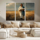 Jesus Shepherd Wall Art | Ready to Hang Triptych Canvas of