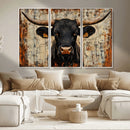 Rustic Texas Artwork Wall Art Canvas Print - Abstract Cow
