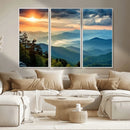 Sunrise Over Mountain Range Wall Art Canvas Print, Farmhouse