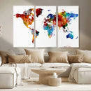 Colorful World Map Canvas Wall Art Print, Contemporary