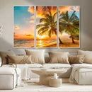 Tropical Sunset Beach Canvas Wall Art Print – Vibrant Palm by MyGreatCanvas | Canvas Wall Art Prints | Photo Prints & Wall Decor