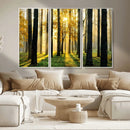 Sunlit Forest Wall Art Canvas Print – Large Framed Woodland