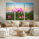 Pink Flower on the Mountain Canvas Print, Framed Pink Flower
