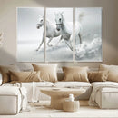 Large Wall Art Canvas Print – Beautiful Running White Horses