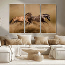 Large Wall Art Canvas Print – Two Running Brown Horses