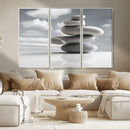 Still Life Black and White Zen Stones Wall Art Canvas,
