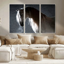 Large Wall Art Cream Colored Horse on Grey Background Canvas