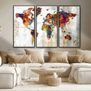 Vintage World Map Canvas Wall Art Print, Warm Tone Global by MyGreatCanvas | Canvas Wall Art Prints | Photo Prints & Wall Decor