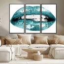 Blue Lips Wall Art Canvas Print