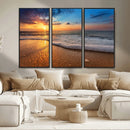 Sunset and Beach at Night Wall Art Canvas Print
