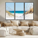 Serene Coastal Dune Path with Ocean View, 3-Panel Beach