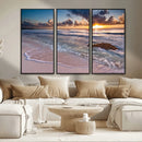 Sea Ocean Sunset Beach Wall Art Canvas Print
