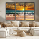 Golden Sunset Beach Canvas Wall Art – Triptych Seascape by MyGreatCanvas | Canvas Wall Art Prints | Photo Prints & Wall Decor