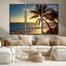 Sunset Palm Trees Wall Art Canvas Print