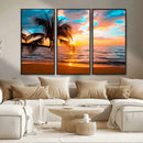 Palm Tree Sunset On The Beach Wall Art Canvas, Framed Palm by MyGreatCanvas | Canvas Wall Art Prints | Photo Prints & Wall Decor