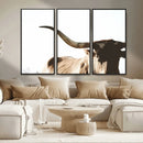 Texas Longhorn Wall Art Canvas Print | 3-Panel Large